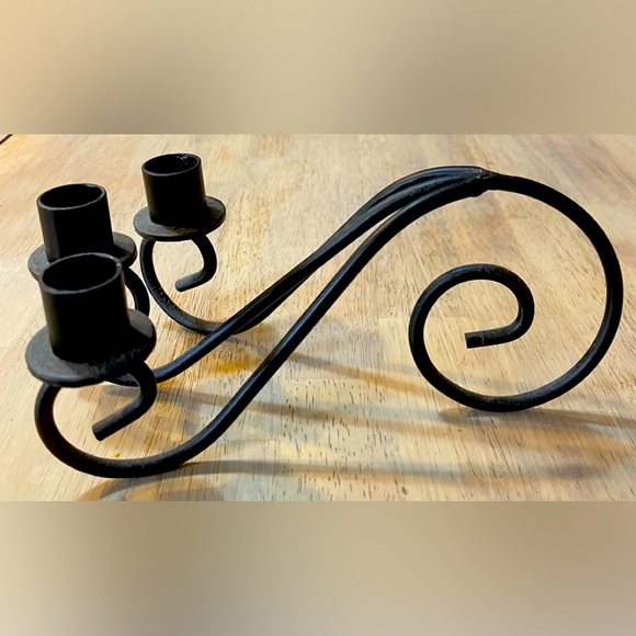 Pair of Vintage Wrought Iron Candle Holders - Picture 2 of 8